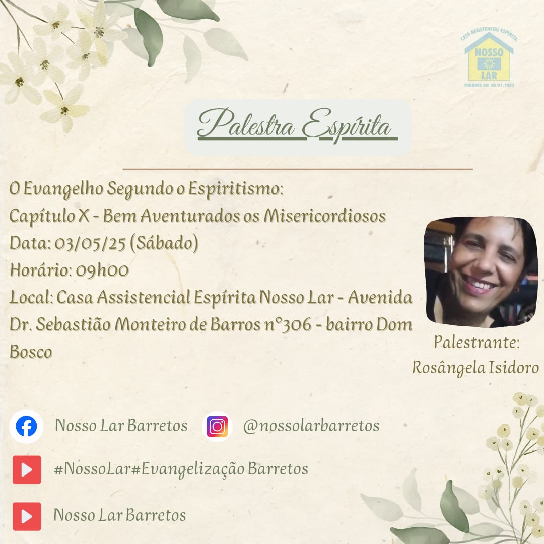 🌟 Palestra Espírita – Não Perca! 🌟
