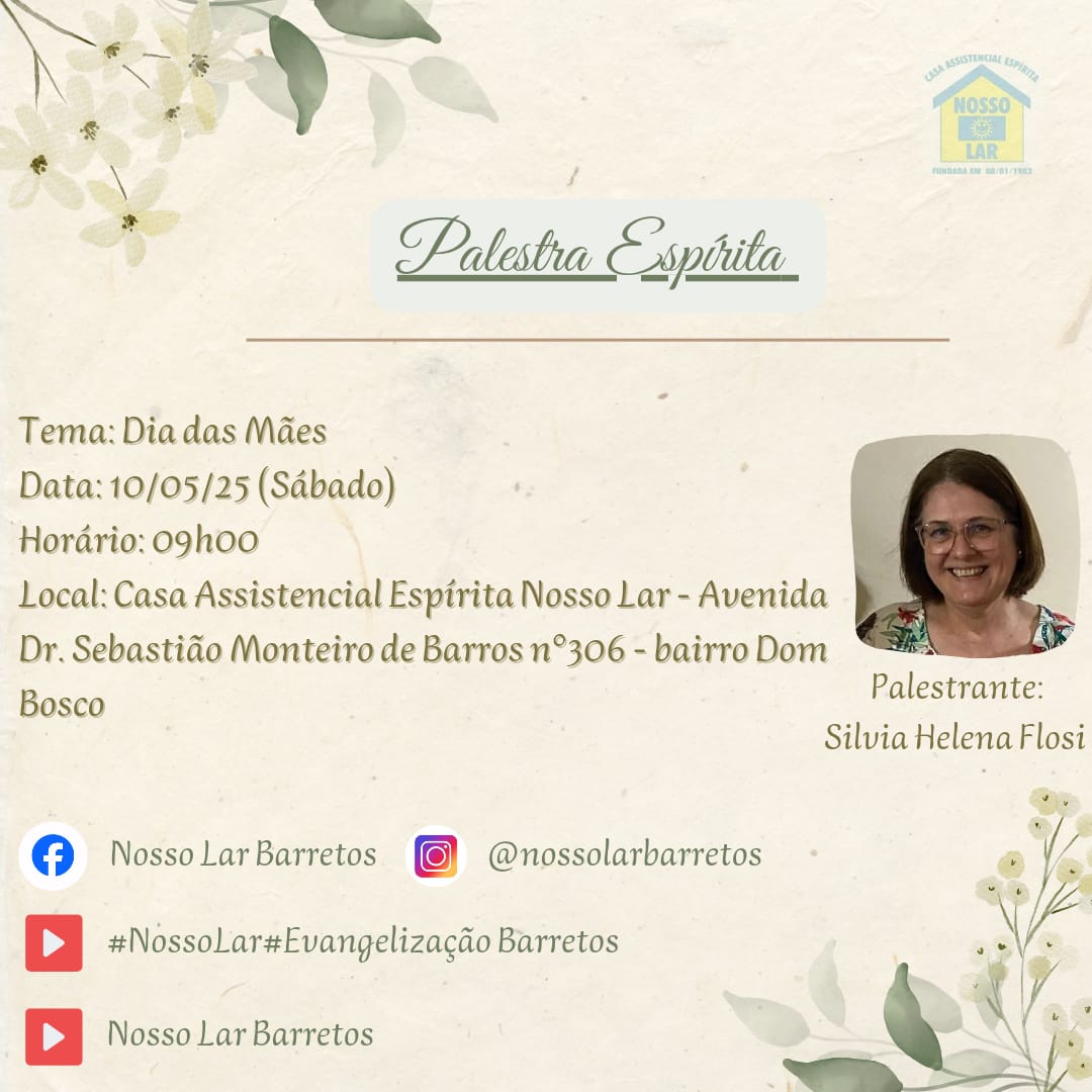 🌸 Palestra Espírita Especial – Dia das Mães 🌸