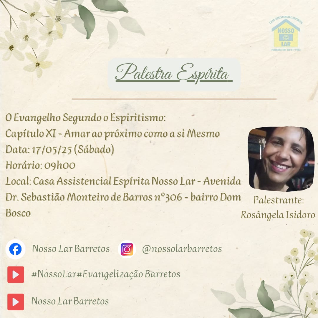 🌟 Palestra Espírita – Não Perca! 🌟