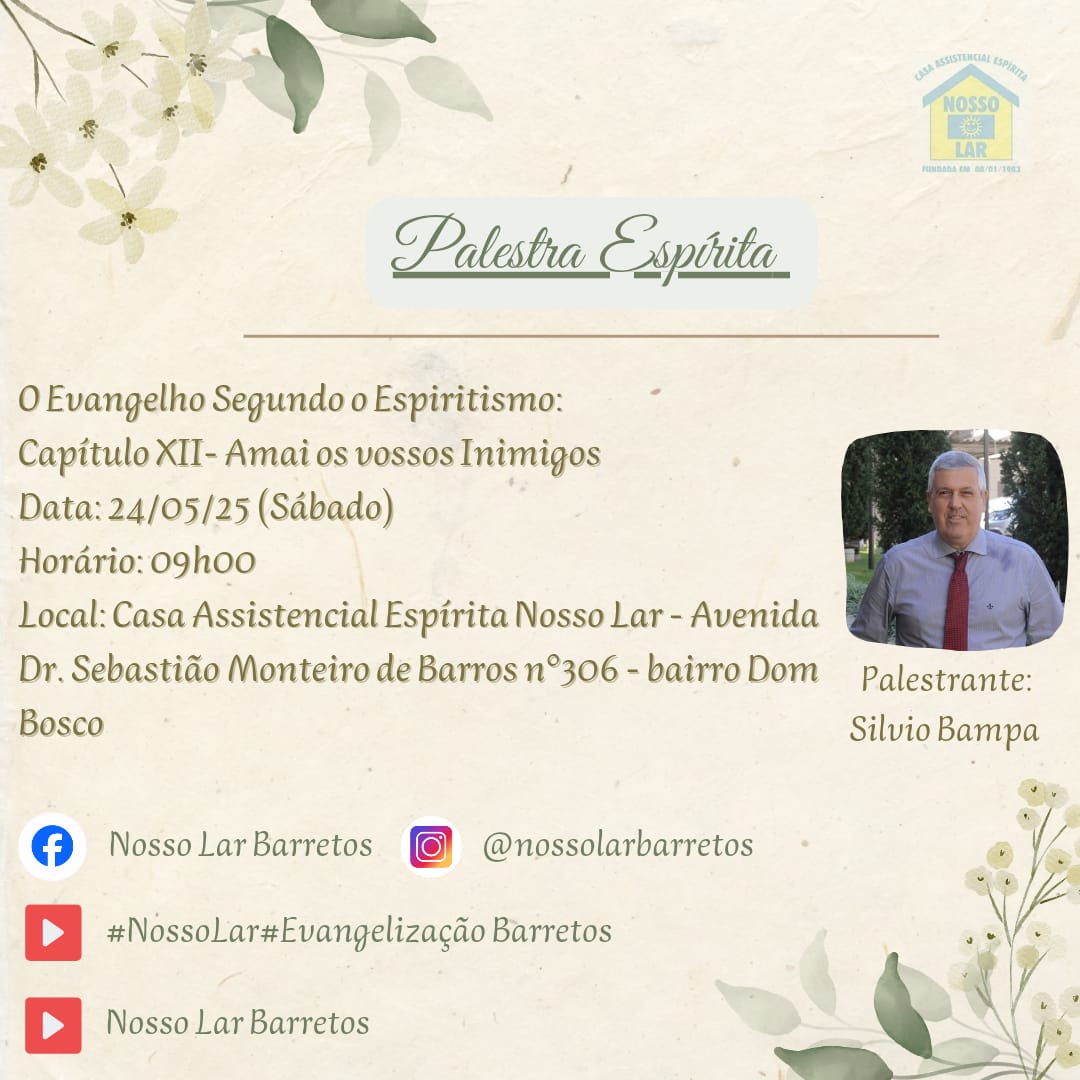 🌟 Palestra Espírita – Amai os Vossos Inimigos 🌟