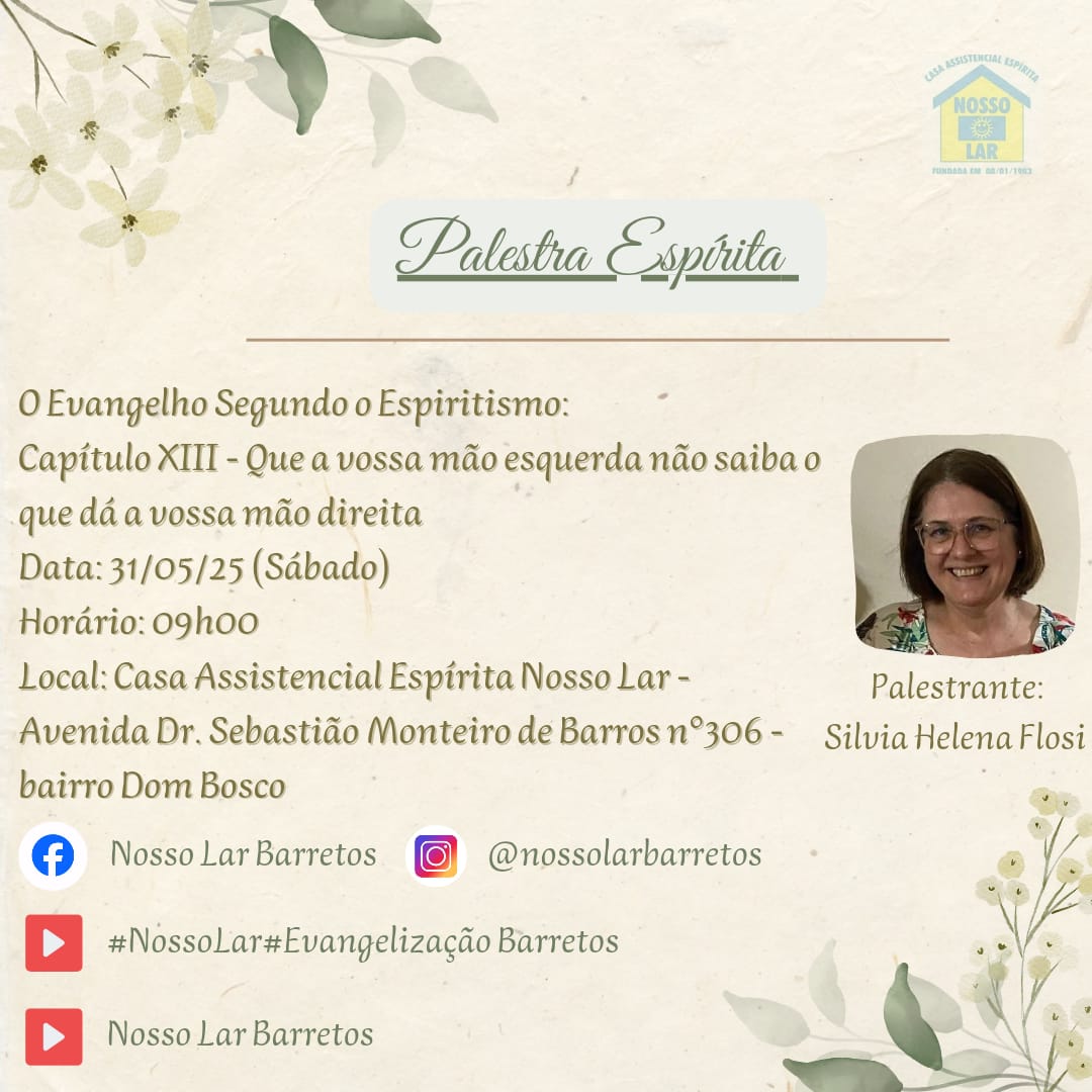 🌟 Palestra Espírita – Não Perca! 🌟
