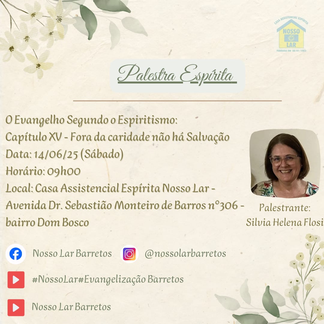 🌟 Palestra Espírita – Não Perca! 🌟
