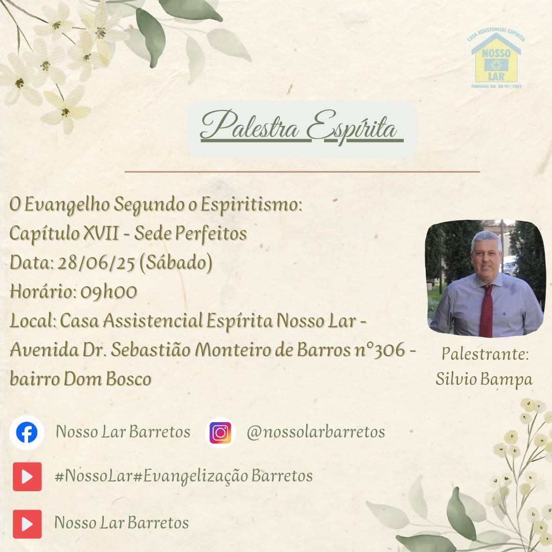 🌟 Palestra Espírita – Venha Participar! 🌟