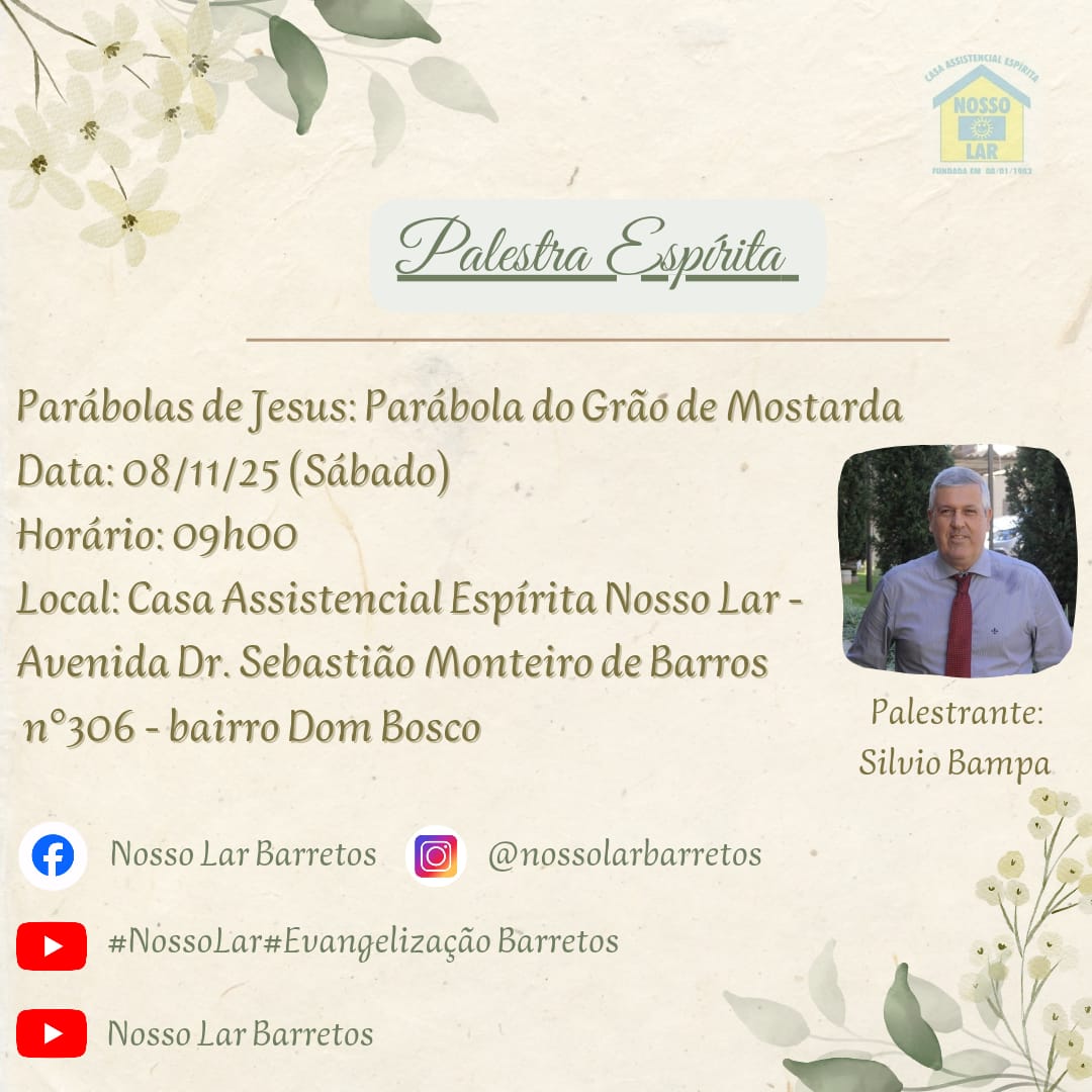 🌿✨ Palestra Espírita – Parábolas de Jesus ✨🌿